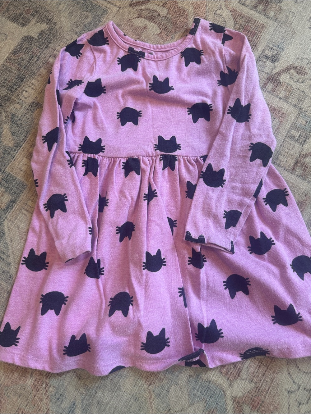 Cat & Jack Purple Long Sleeve Cat-Print Dress Top
